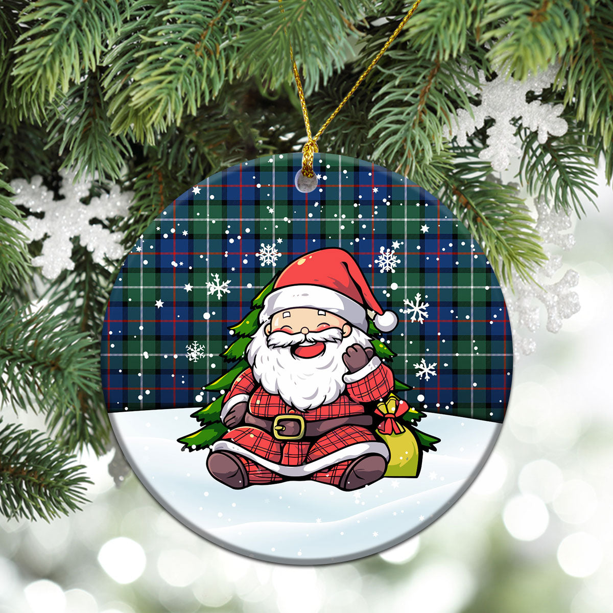 Davidson of Tulloch Tartan Christmas Ceramic Ornament - Scottish Santa Style