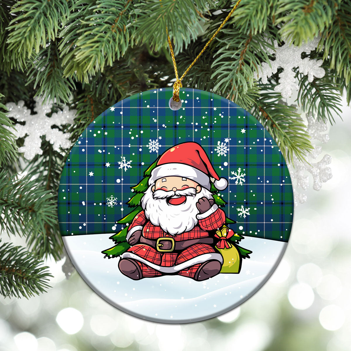 Douglas Ancient Tartan Christmas Ceramic Ornament - Scottish Santa Style