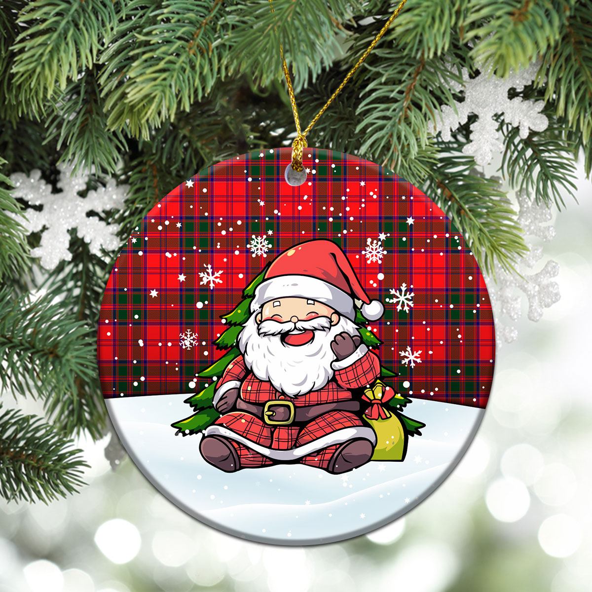 Drummond Modern Tartan Christmas Ceramic Ornament - Scottish Santa Style