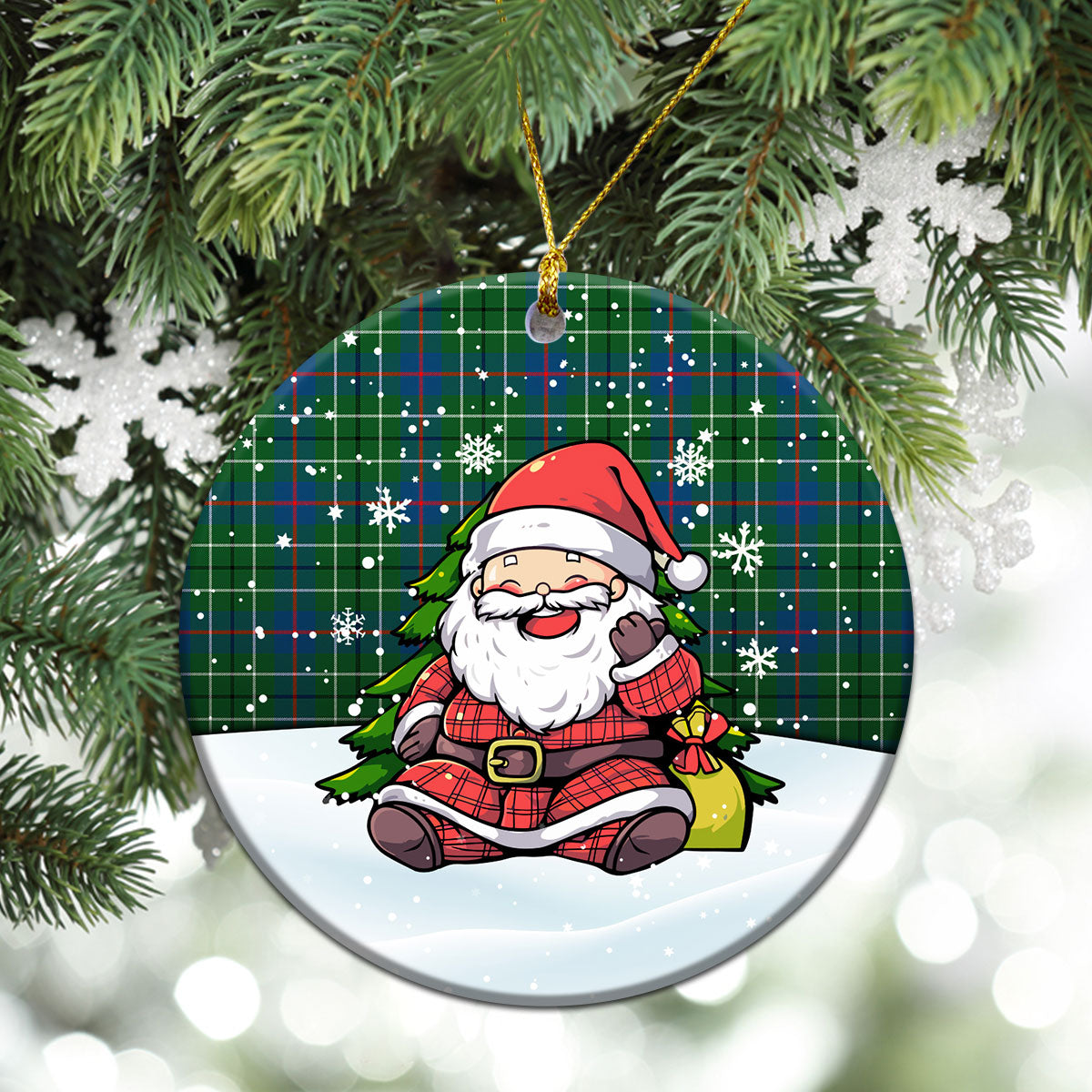 Duncanson Tartan Christmas Ceramic Ornament - Scottish Santa Style