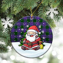 Elphinstone Tartan Christmas Ceramic Ornament - Scottish Santa Style