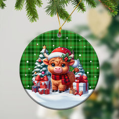 Galloway District Tartan Christmas Ceramic Ornament - Highland Cow Winter Style