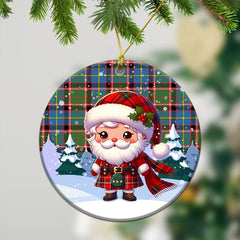 Glass Tartan Christmas Ceramic Ornament - Santa Claus In Kilt Style