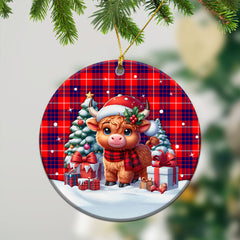 Hamilton Modern Tartan Christmas Ceramic Ornament - Highland Cow Winter Style