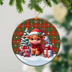 Hay Ancient Tartan Christmas Ceramic Ornament - Highland Cow Winter Style