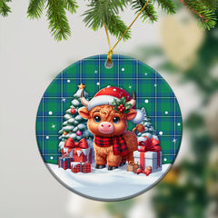 Irvine Ancient Tartan Christmas Ceramic Ornament - Highland Cow Winter Style