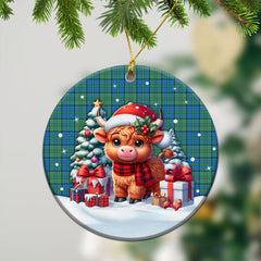 Lockhart Tartan Christmas Ceramic Ornament - Highland Cow Winter Style