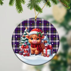 MacDonald Dress Modern Tartan Christmas Ceramic Ornament - Highland Cow Winter Style