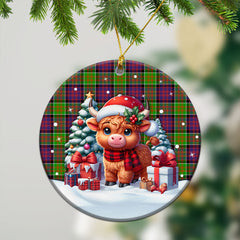 MacDonald (Clan Ranald) Tartan Christmas Ceramic Ornament - Highland Cow Winter Style