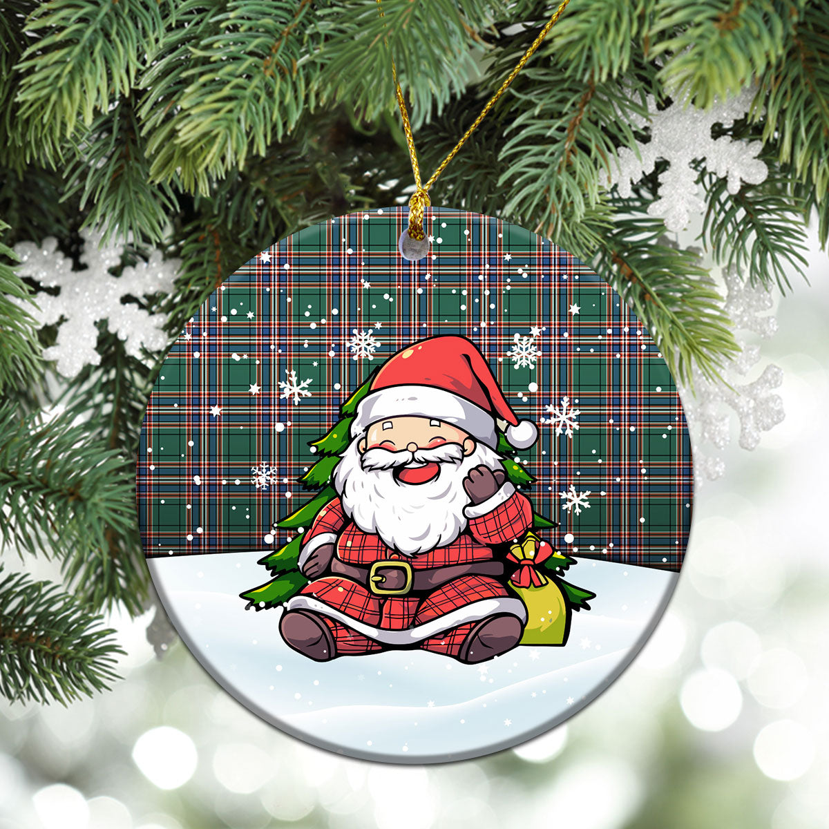 MacFarlane Hunting Ancient Tartan Christmas Ceramic Ornament - Scottish Santa Style