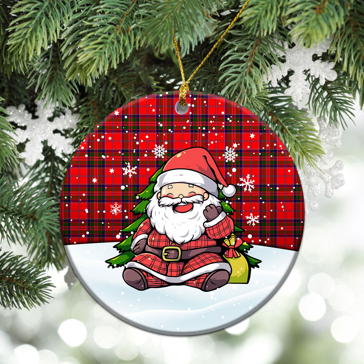 MacGillivray Modern Tartan Christmas Ceramic Ornament - Scottish Santa Style