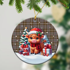 MacIntyre Hunting Weathered Tartan Christmas Ceramic Ornament - Highland Cow Winter Style