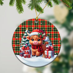 MacLachlan Hunting Modern Tartan Christmas Ceramic Ornament - Highland Cow Winter Style