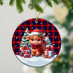 MacLachlan Modern Tartan Christmas Ceramic Ornament - Highland Cow Winter Style