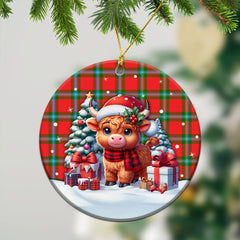 MacLaine of Loch Buie Tartan Christmas Ceramic Ornament - Highland Cow Winter Style