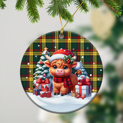 MacMillan Old Modern Tartan Christmas Ceramic Ornament - Highland Cow Winter Style