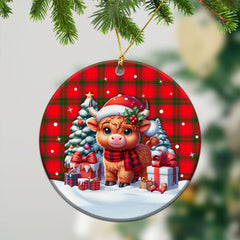 MacNab Modern Tartan Christmas Ceramic Ornament - Highland Cow Winter Style