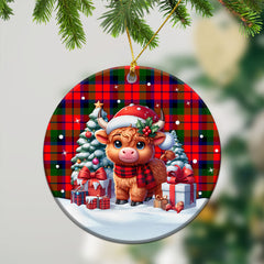 MacNaughton Modern Tartan Christmas Ceramic Ornament - Highland Cow Winter Style