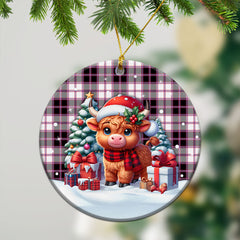 MacPherson Hunting Modern Tartan Christmas Ceramic Ornament - Highland Cow Winter Style