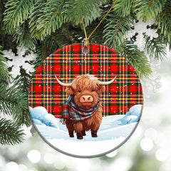 Makgill Tartan Christmas Ceramic Ornament - Highland Cows Snow Style