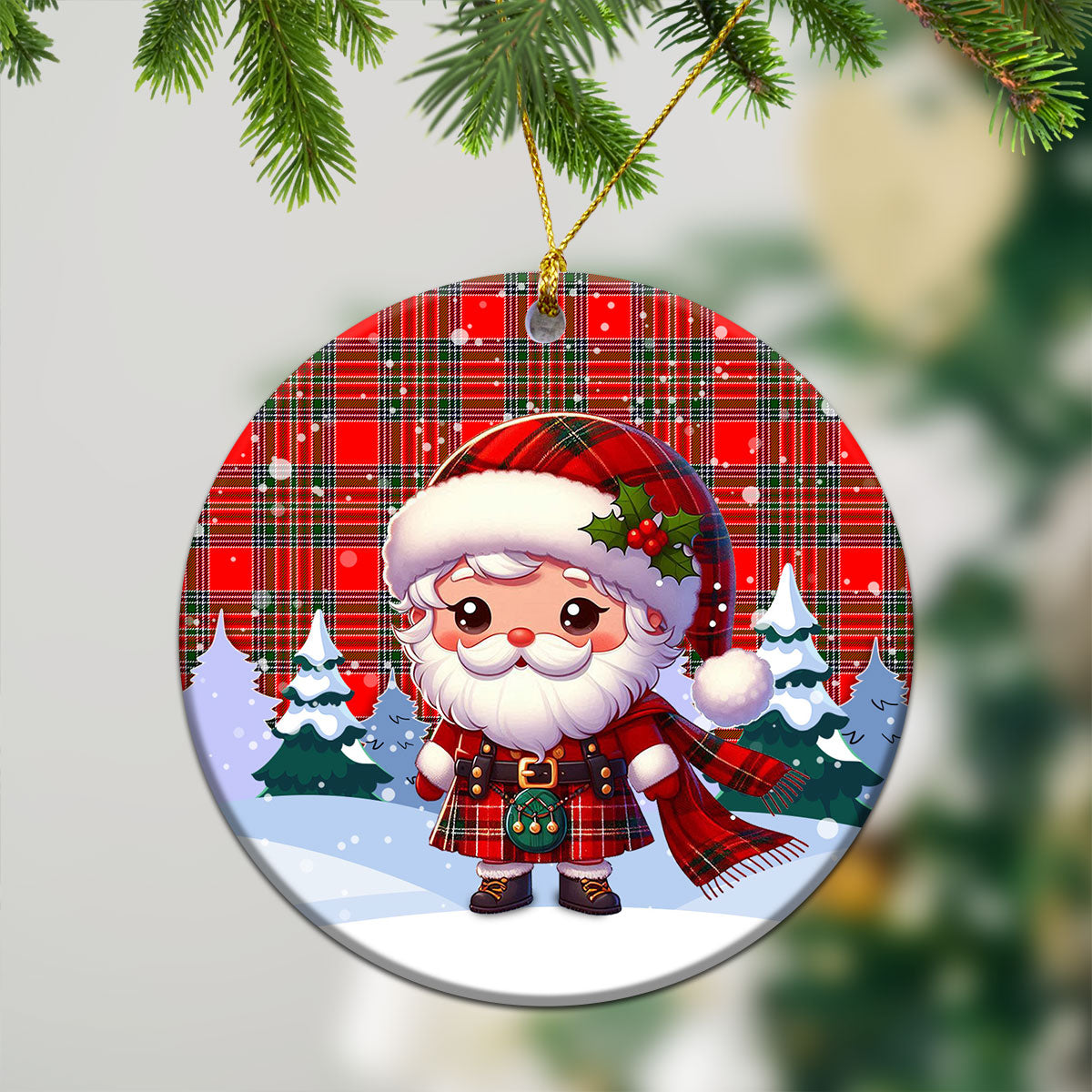 McBean Tartan Christmas Ceramic Ornament - Santa Claus In Kilt Style