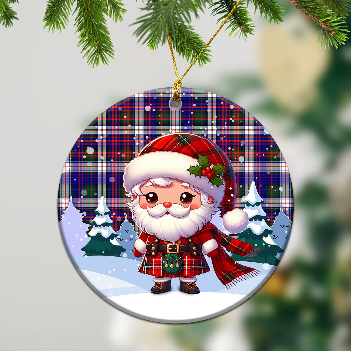 McDonald Dress Modern Tartan Christmas Ceramic Ornament - Santa Claus In Kilt Style