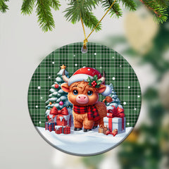 McDonald Lord of the Isles Hunting Tartan Christmas Ceramic Ornament - Highland Cow Winter Style