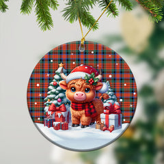 McDuff Ancient Tartan Christmas Ceramic Ornament - Highland Cow Winter Style