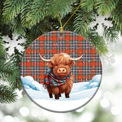 McFarlane Ancient Tartan Christmas Ceramic Ornament - Highland Cows Snow Style