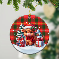 McFie Tartan Christmas Ceramic Ornament - Highland Cow Winter Style