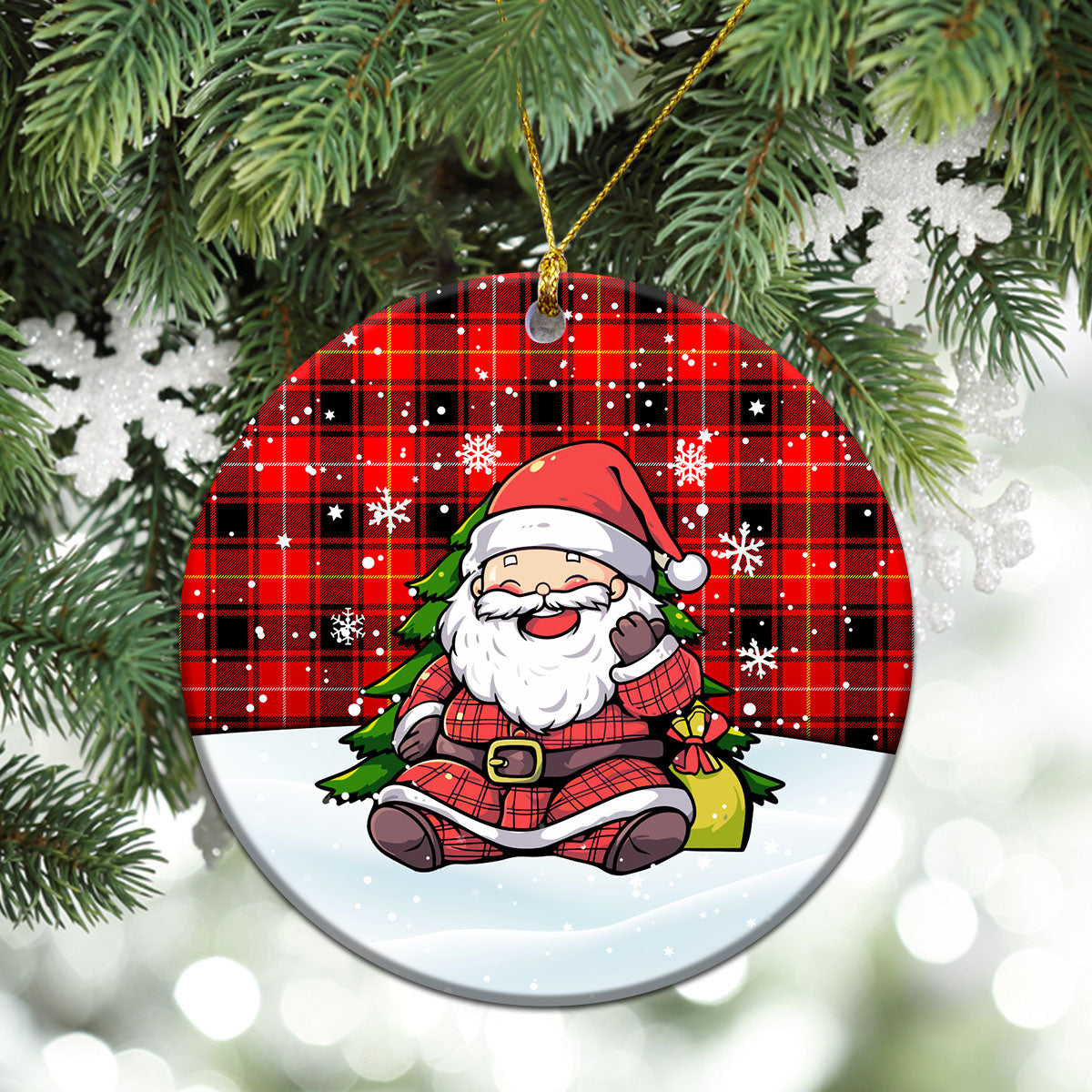 McIver Modern Tartan Christmas Ceramic Ornament - Scottish Santa Style