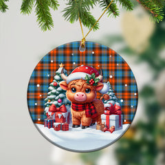 McLachlan Ancient Tartan Christmas Ceramic Ornament - Highland Cow Winter Style