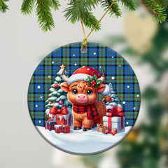 McLeod of Harris Ancient Tartan Christmas Ceramic Ornament - Highland Cow Winter Style