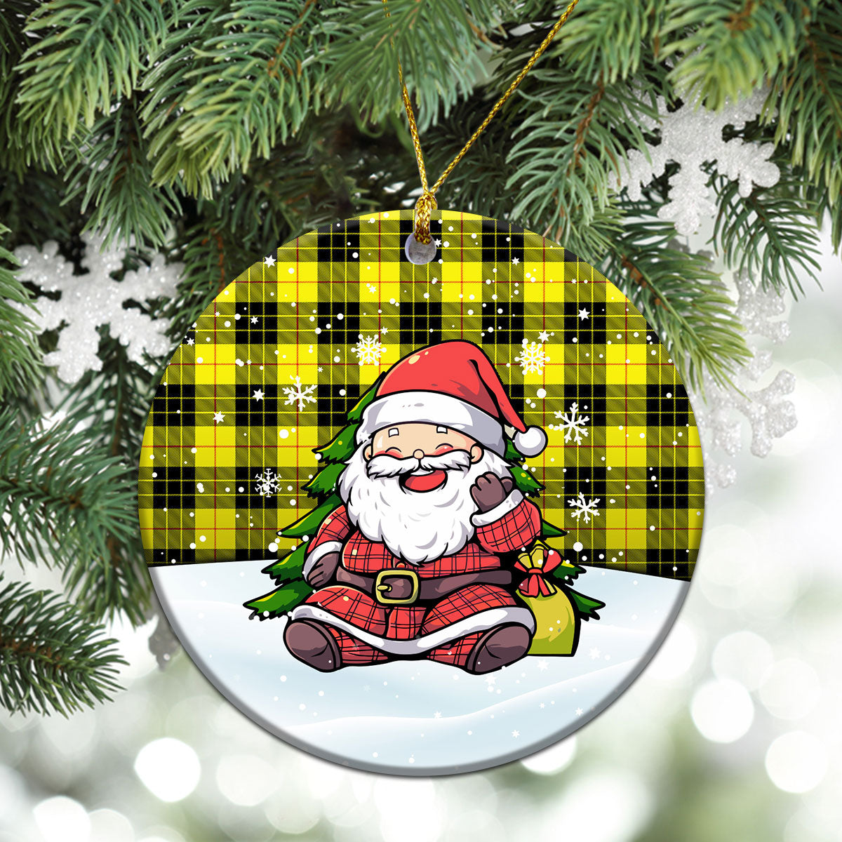 McLeod of Lewis Modern Tartan Christmas Ceramic Ornament - Scottish Santa Style