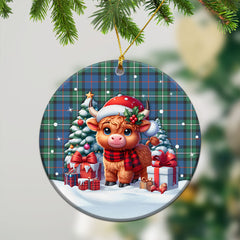 McPhail Hunting Ancient Tartan Christmas Ceramic Ornament - Highland Cow Winter Style