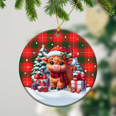 McPhee Tartan Christmas Ceramic Ornament - Highland Cow Winter Style