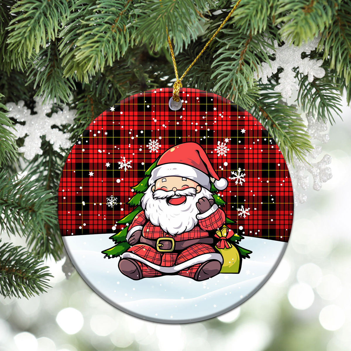 McQueen Modern Tartan Christmas Ceramic Ornament - Scottish Santa Style