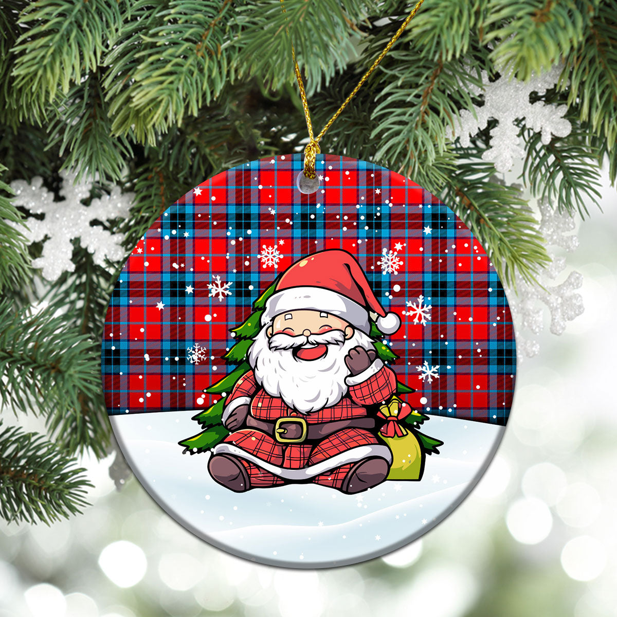 McTavish Modern Tartan Christmas Ceramic Ornament - Scottish Santa Style