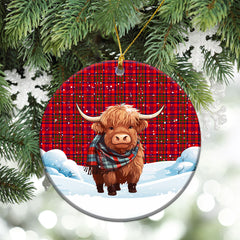 Murray of Tulloch Modern Tartan Christmas Ceramic Ornament - Highland Cows Snow Style