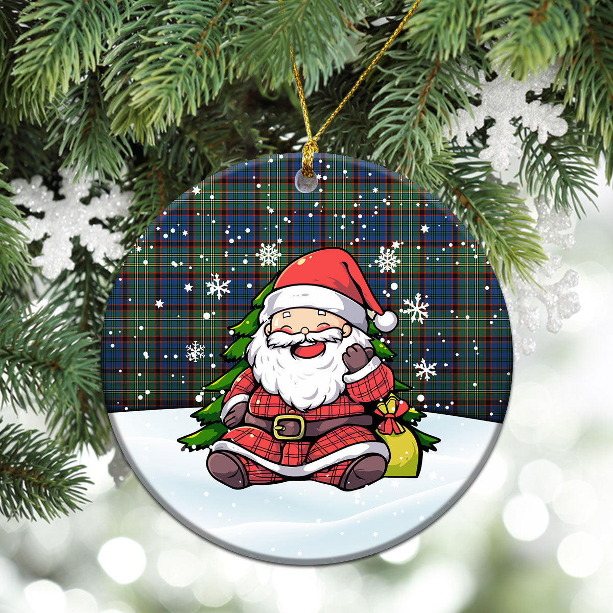 Nicolson Hunting Ancient Tartan Christmas Ceramic Ornament - Scottish Santa Style