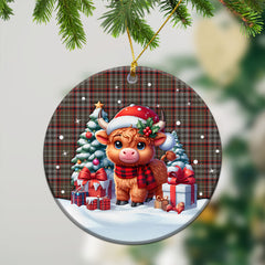 Nicolson Hunting Weathered Tartan Christmas Ceramic Ornament - Highland Cow Winter Style