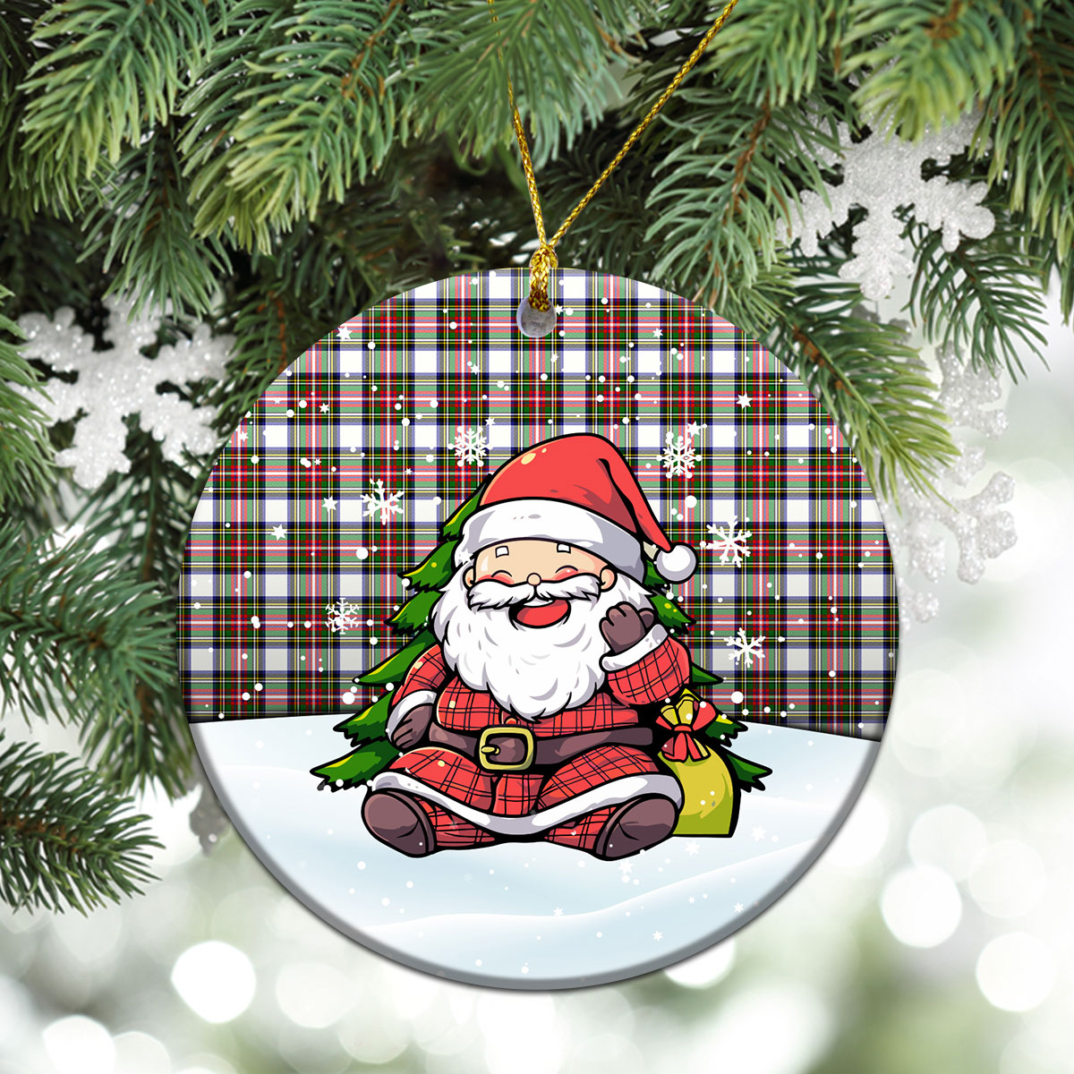 Stewart Dress Modern Tartan Christmas Ceramic Ornament - Scottish Santa Style