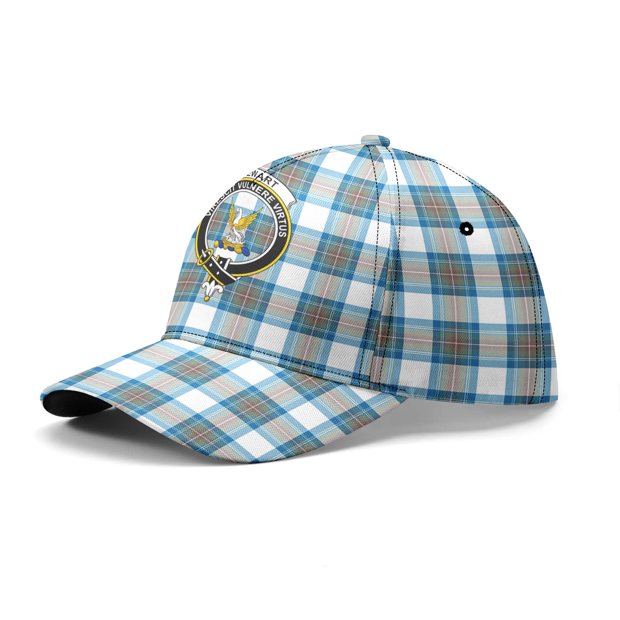 Stewart Muted Blue Tartan Crest Classic Cap