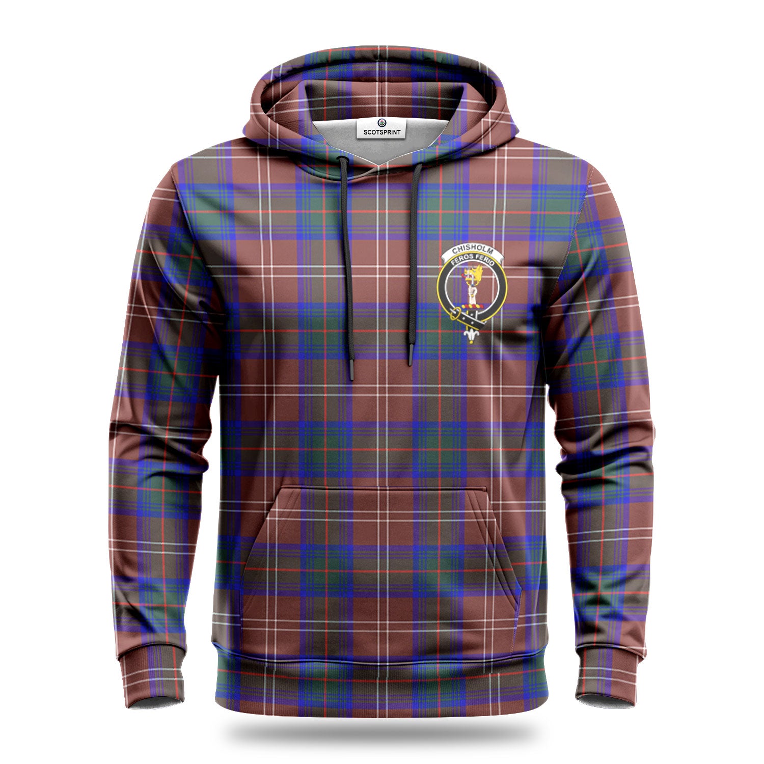 Chisholm Hunting Modern Tartan Crest Hoodie