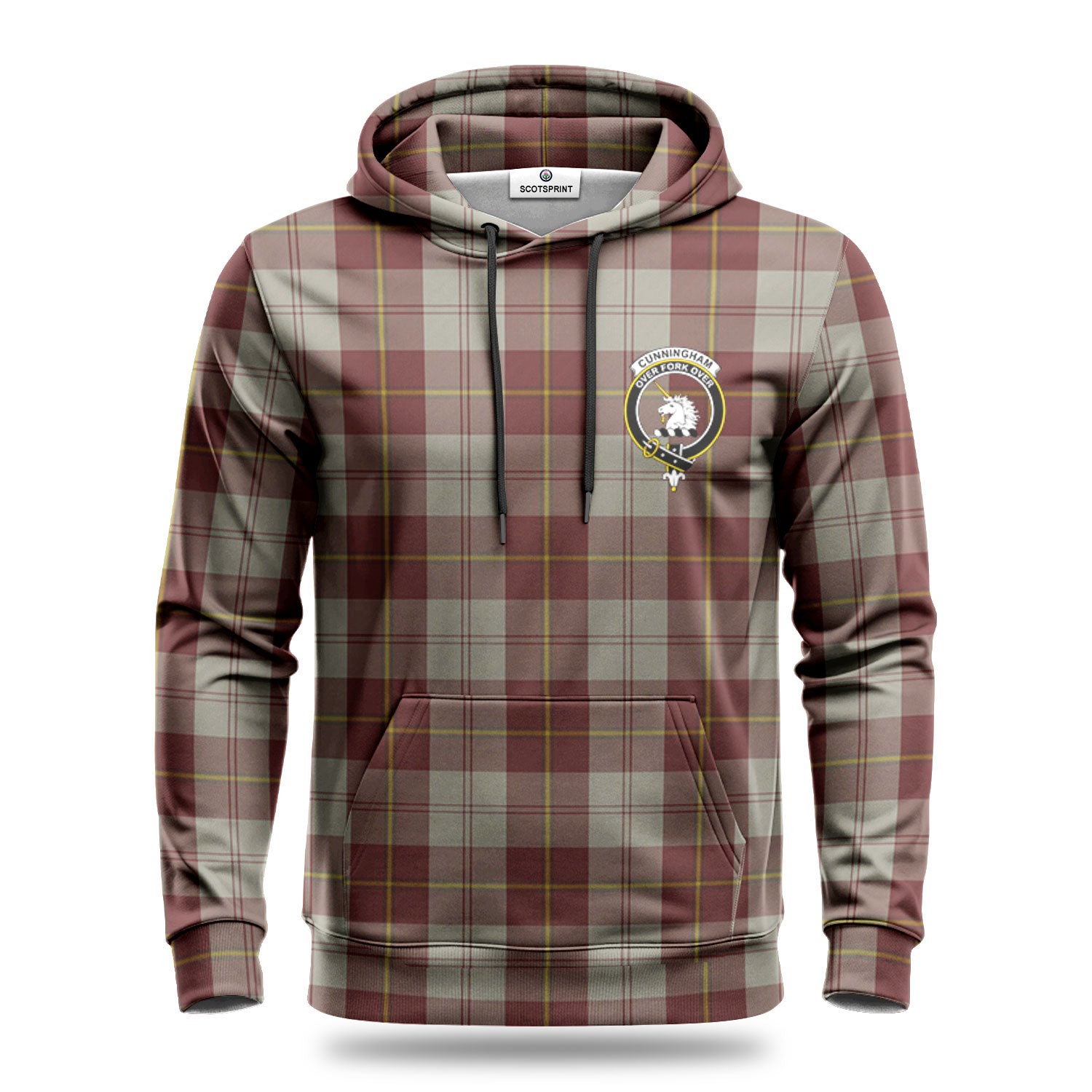 Cunningham Burgundy Dancers Tartan Crest Hoodie