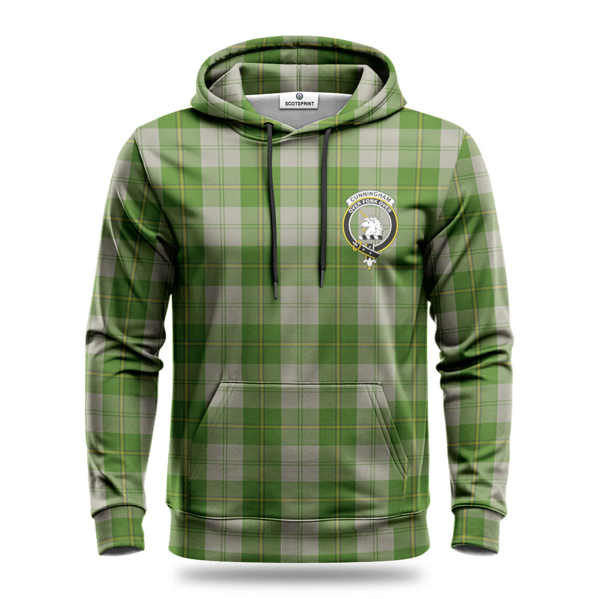 Cunningham Dress Green Dancers Tartan Crest Hoodie