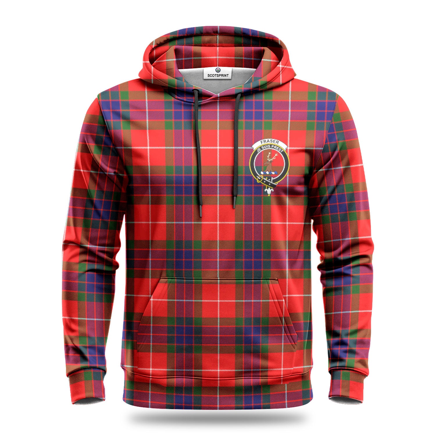 Fraser (of Lovat) Modern Tartan Crest Hoodie