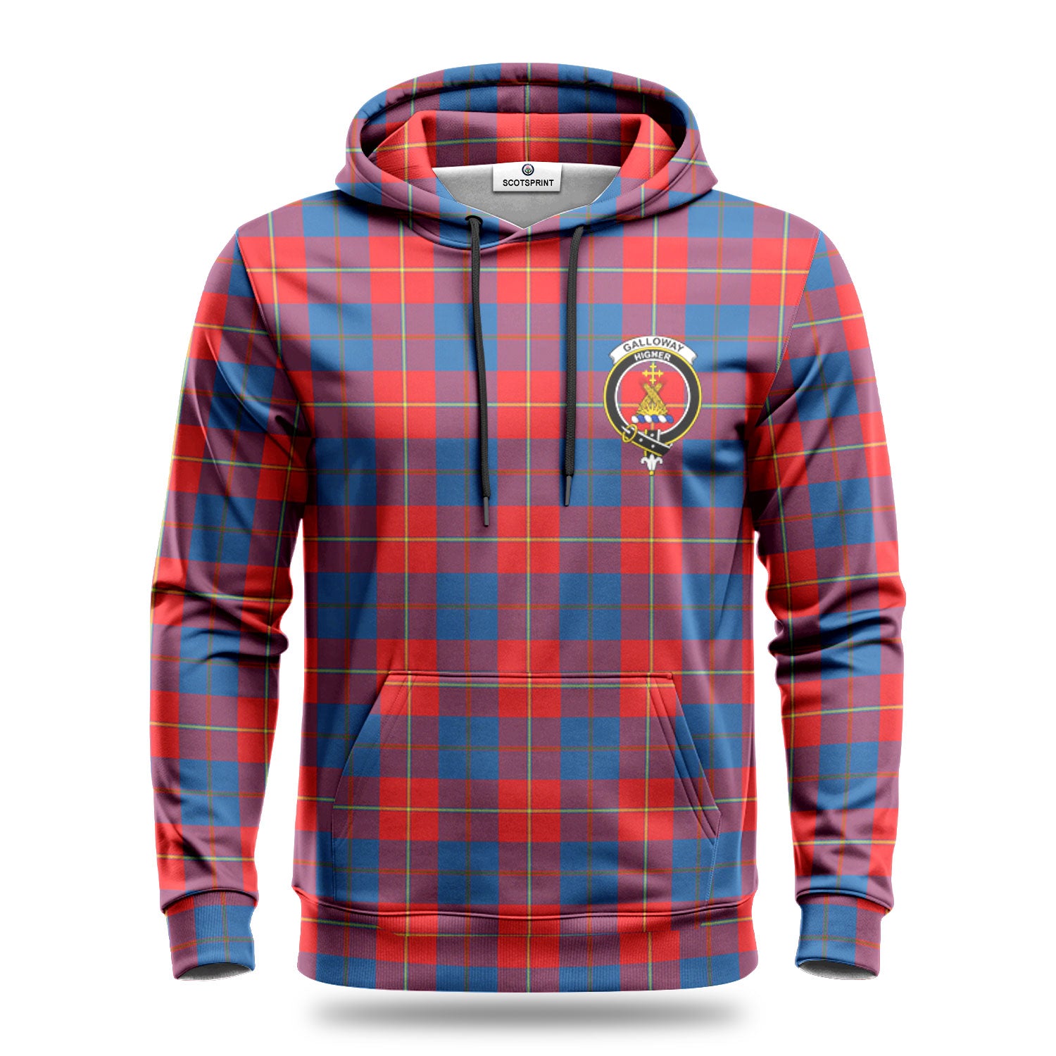 Galloway Red Tartan Crest Hoodie