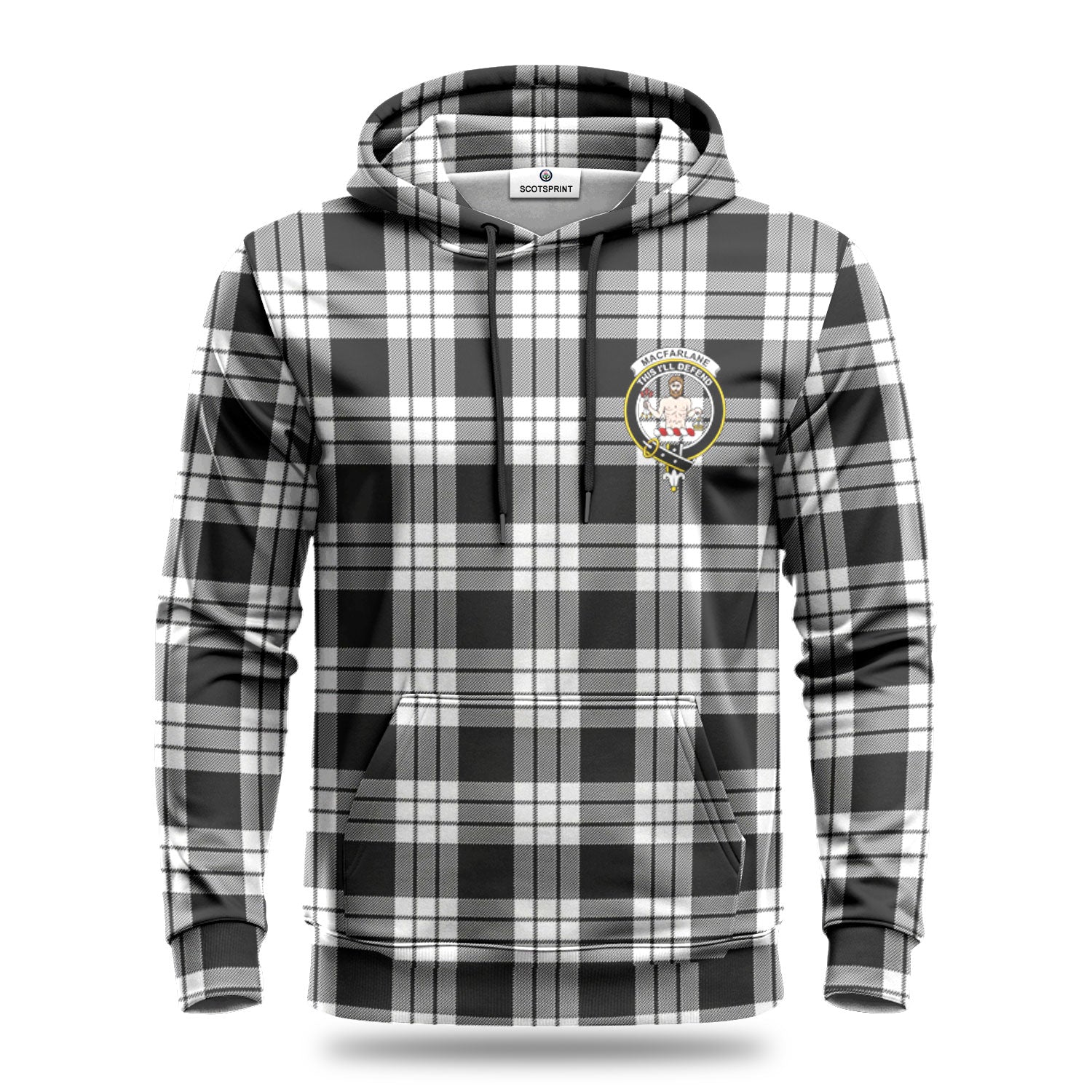 MacFarlane Black _ White Tartan Crest Hoodie