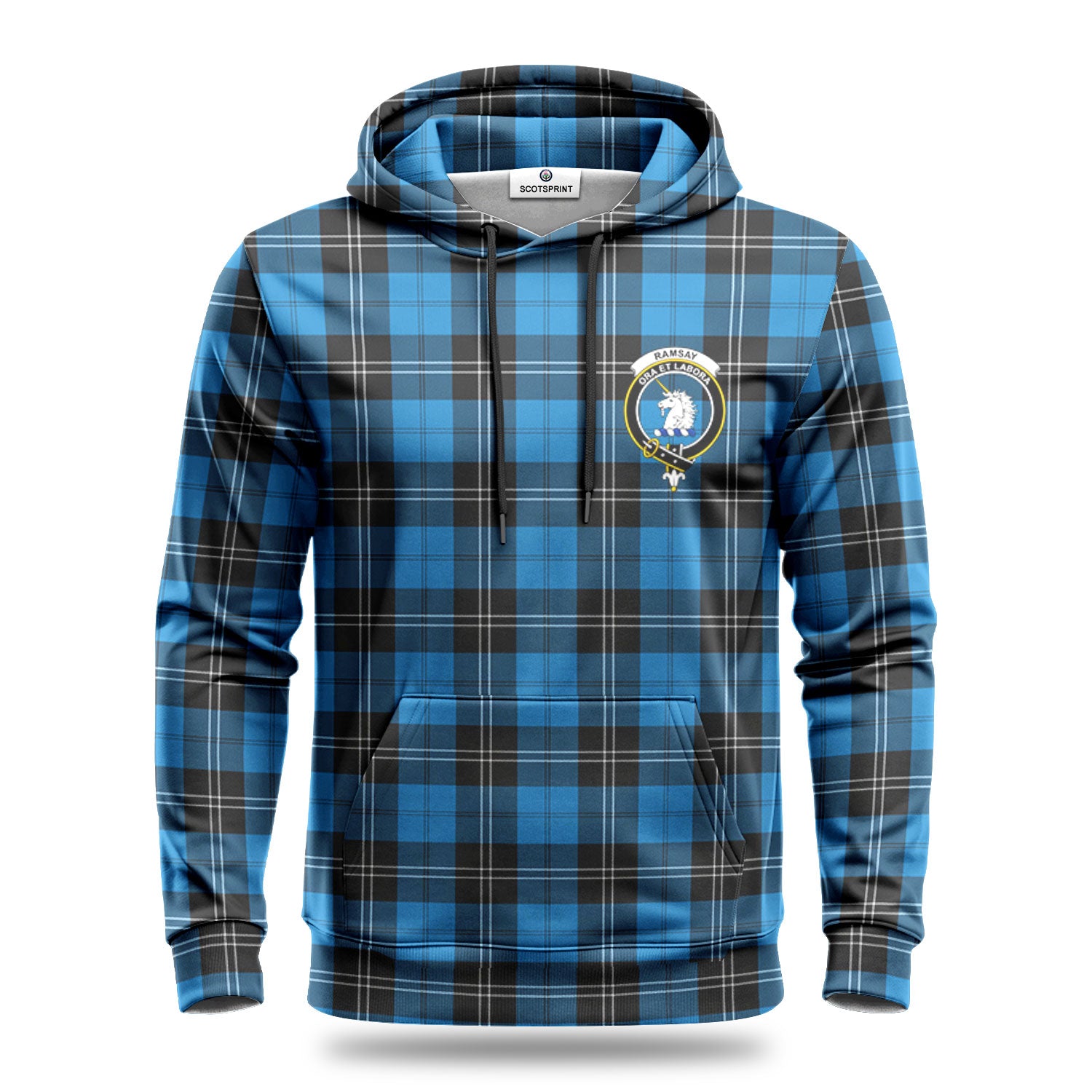 Ramsay Blue Ancient Tartan Crest Hoodie